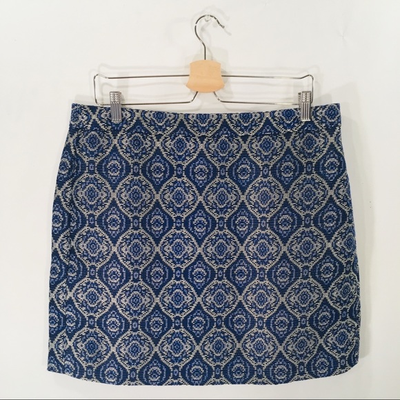 J CREW FACTORY Jacquard Mini Skirt Blue Moroccan - Picture 3 of 8